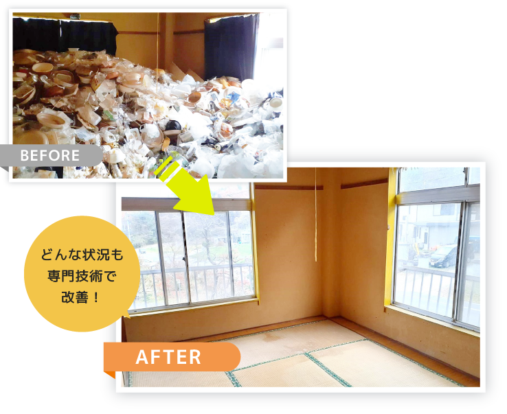 ゴミ屋敷片付けのビフォーアフター